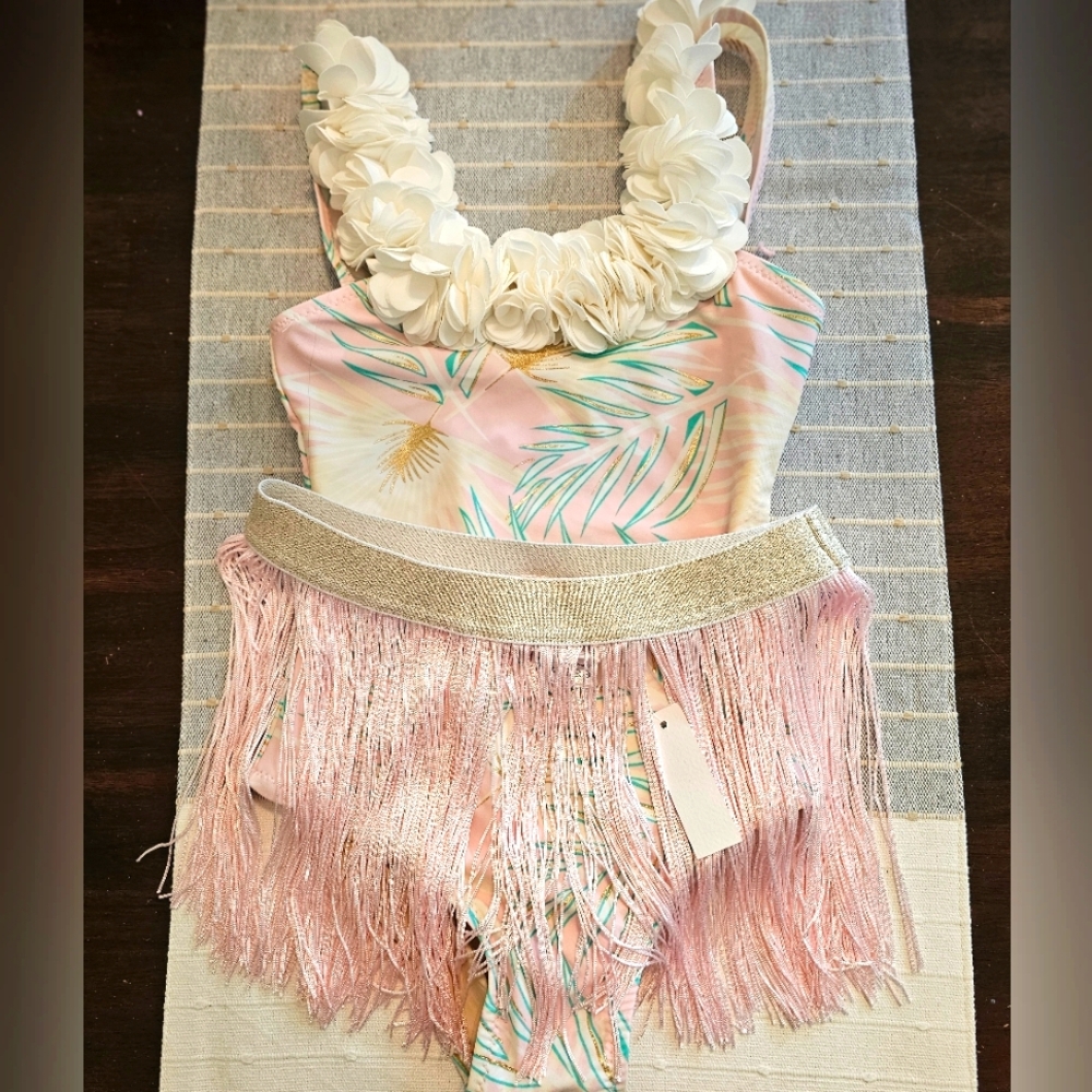 Little Girls Shade Critters One Piece Swimsuit With Matching Skirt Size 6